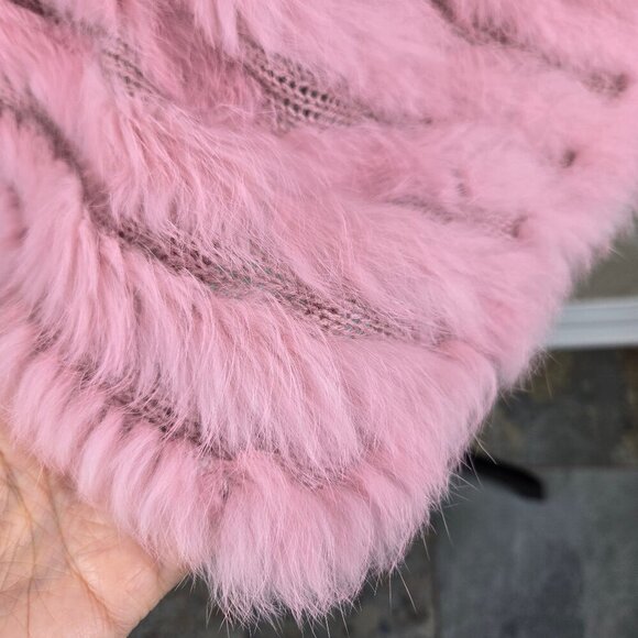 Jennyfer J Light Pink Rabbit Fur Poncho Adjustable Styles Casual Layer - Picture 5 of 8